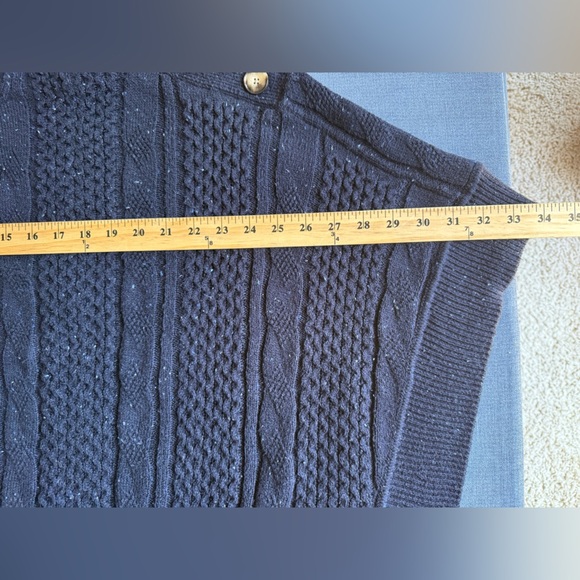 Talbots Blue Speckled Cable Knit Poncho Sweater Women’s SZ S Cotton Buttons - Picture 7 of 8